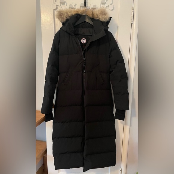 Canada Goose Black Long Down Coat with Fur Trim - Picture 1 of 13